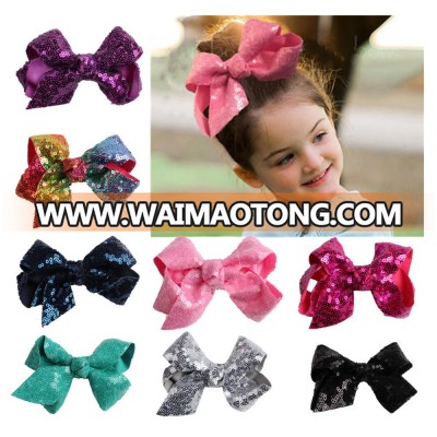 European and American children's jewelry new fashion sequins bowBowknot hairpin