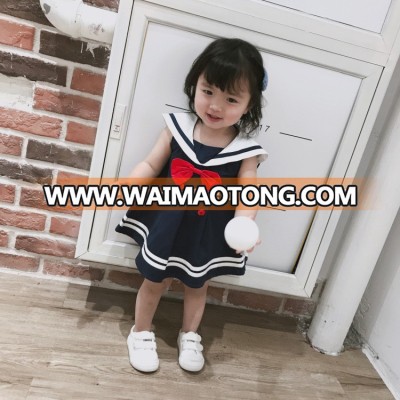 2018 new baby girl explosion models Navy wind lapel vest skirt skirt