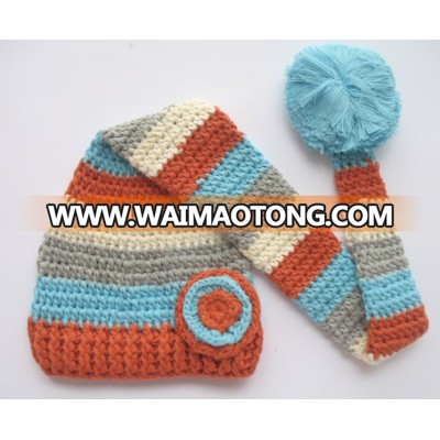 2015 Christmas Crochet Hat Long tail hat for newborn baby