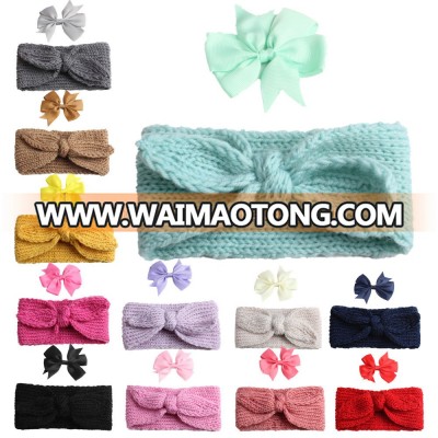 Bib hair band bow hairpin combo new explosion dual-use children's rabbit ears wool baby bib hair band