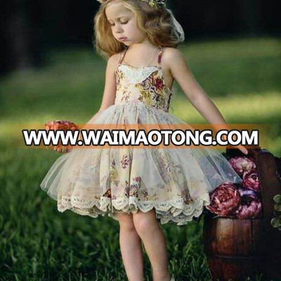 New Summer Children's Floral Lace Skirt Lace Girls Dress