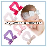 New Arrival Newborn Rhinestone Headband Fancy Ribbon Bow Baby Lace Headband