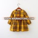 2018 Autumn children yellow plaid fur ball princess dress baby girl long sleeved soft cotton dress